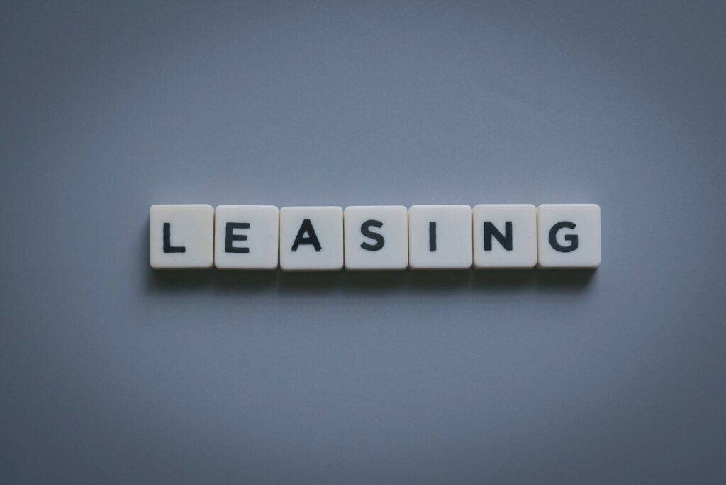 leasing word made of square letter word on gray background t20 vL08gE